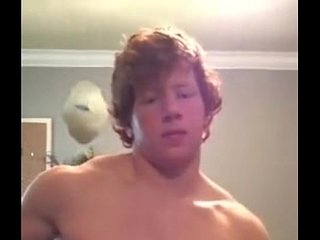 Muscle ginger jerks off at home
