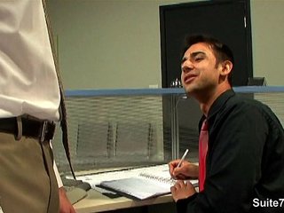Lusty blonde gay gets fucked in the office
