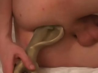 Pegging prostate and anal stretching with bizarre shovel