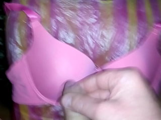 cum satin pink bra